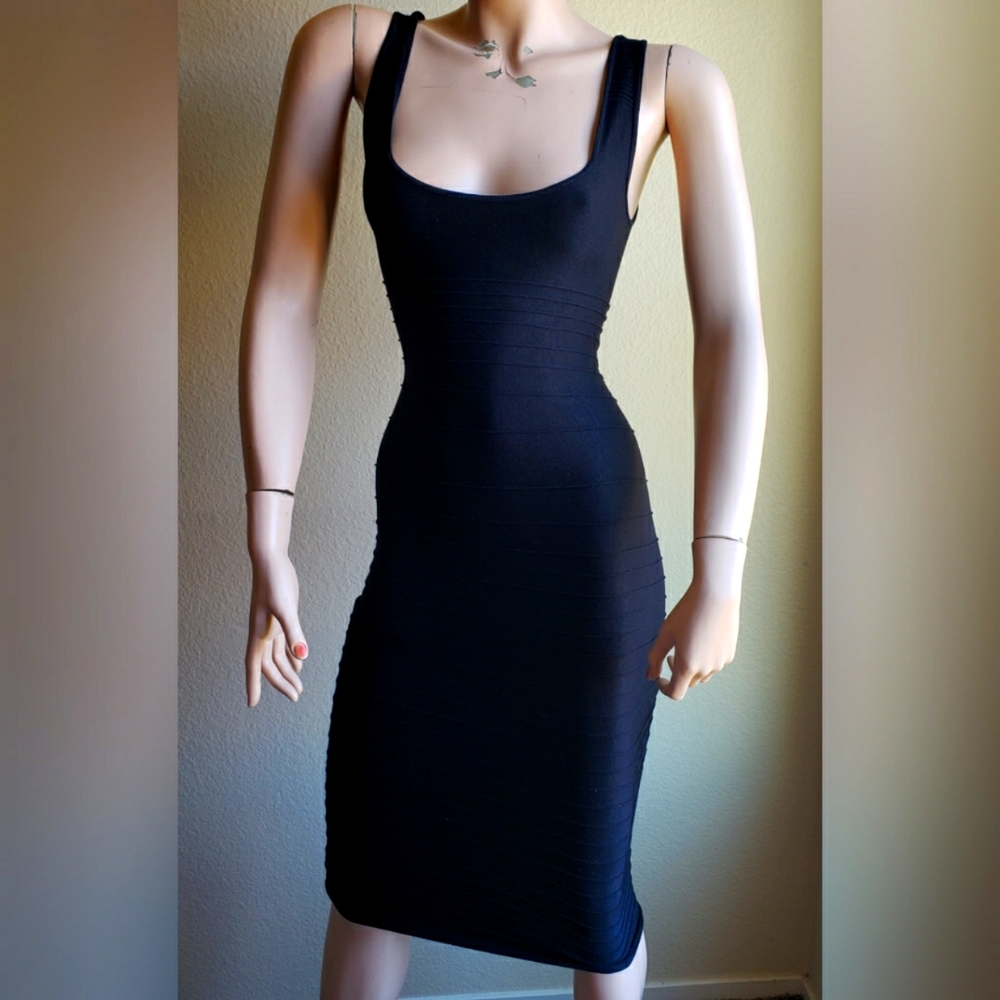 Bebe LBD bandage cutout midi bodycon
